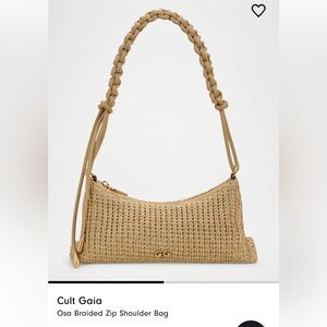 NWT Cult Gaia Osa Braided Zip Shoulder Bag - Natural Rattan